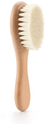 Baby Haarbürste,Superweichen Wolle-Bürste Holzgriff Haarbürste Sanfte Babybürste für Neugeborene Säuglinge und Kleinkinder Milchschorf Kamm Baby Pflegeset