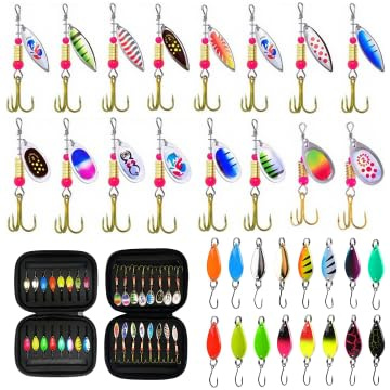 SUNOYA 32 Pièces Kit de Leurres de Pêche, Cuillères à Truite, Perche, Brochet, Leurres à Truite avec Boîte de Rangement