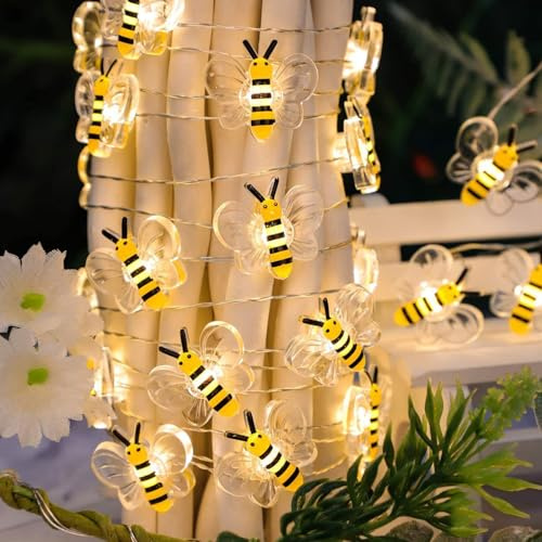 ENLACE Ljusslinga, 2 m, 20 LED, biljus, batteridriven, ljuskedja | Bi ljuskedjor för utomhus- och inomhusbruk, bindekoration för barnrum trädgård bröllop fest födelsedagsdekoration