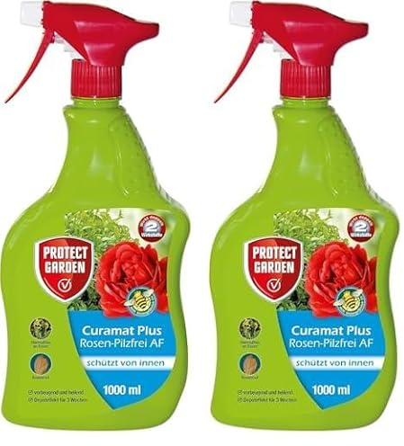 PROTECT GARDEN Curamat Plus Rosen-Pilzfrei Spray, anwendungsfertiges Spray gegen Pilzkrankheiten an Rosen und Zierpflanzen, 1 Liter (Packung mit 2)