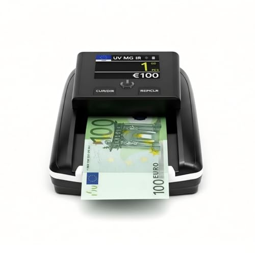 Détecteur de Faux Billets STANEW avec Compteur Intégré et Batterie Rechargeable. Détecte les Euros, Dollars et livres. Affiche le Nombre de Billets Par Valeur en un Clic, Ecran TFT