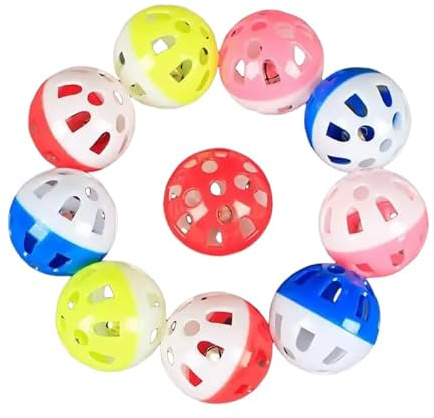 Nlinlin 10 Pcs Hollow Rolling Bell Ball Pet Bird Toy Ball Foot Talon Toy for Parakeet Cockatiel Parrot Fun Bird Balls Cage