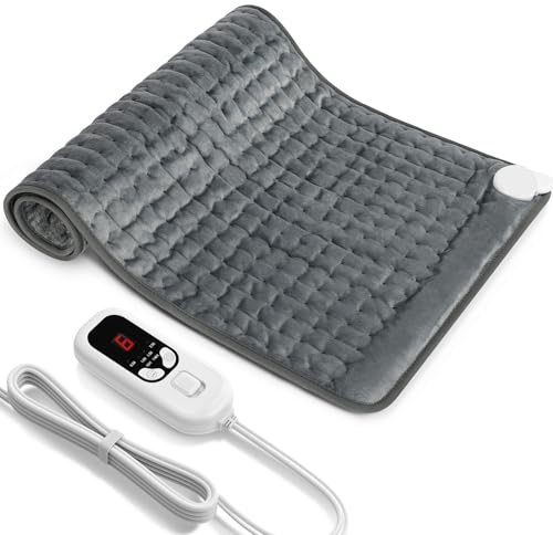 Levesolls Heizkissen XXL 84×43 cm Wärmekissen mit Abschaltautomatik und 4 Timer-Optionen und 6 Temperaturstufen Schnellheizung&Maschinenwaschbare für Nacken Schultern Oberschenkel Dunkelgrau