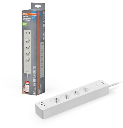 OSRAM SMART+Wifi Smarte WiFi 4-fach EU-EU-Steckdosenleiste mit smarten USB Anschlüssen, IP20-Schutz, für Integration von Geräten ins Smart Home