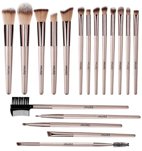 18 Pcs Makeup Brushes, Foundation brush,Professional Make Up Brushes Set Foundation Face Brush Kabuki Brush eye Makeup Brush Set, Makeup Brush Champagne Gold