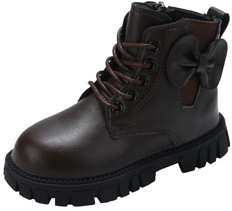 2026 - Botas de invierno para niñas, zapatos para niños, tacón grueso, suela suave, cómoda, casual, color piel, Brown, 30 EU