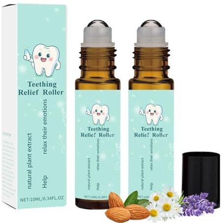 2PCS Teething Roller, Teething Oil Roller, Natural Teething Relief Effective Essential Oil Roller, Moisturizing Teething Stick, Reduce Teething Discomfort, Easy to Use