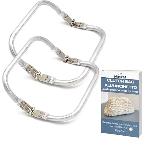 Nuvral Coppia di Chiusure per Borse Uncinetto di 16 cm in Alluminio Leggero e Resistente - Clic Clac per Borse con Chiusura Clutch a Molla Durevole, Fluida e Stabile