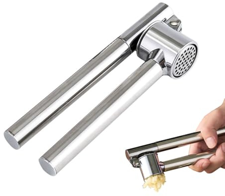 EJRUP 1PCS Presse-ail Inox de Cuisine Professionnelle,Hachoir à Ail Convivial,Ecrase Ail,Facile à Presser,Presse-ail à Usage Intensif,Facile à Nettoyer Et Durable,Argenté