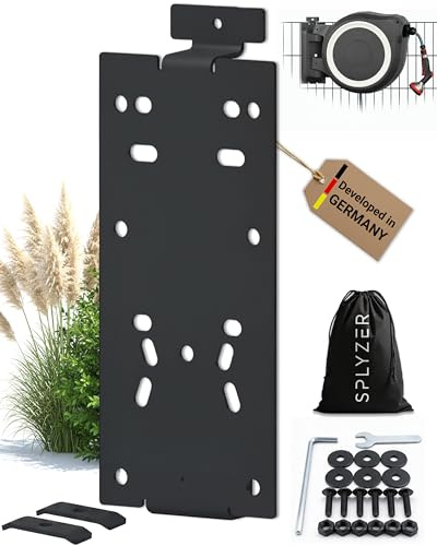 Soporte para caja de manguera para valla de doble varilla, universal, compatible con cajas de manguera y carretes de manguera, soporte para montaje en valla, resistente a la intemperie y con