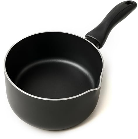 LS Kithcen - Casserole de Cuisine Professionnel - Casserole à Lait avec Bec Verseur - Aluminium - Revêtement Antiadhésif - Ø 18 cm - Capacité 2.3L
