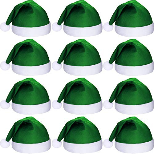 SATINIOR 12 Pezzi Santa Cappelli Natale Tessuto Non Tessuto Cappello per Vacanze Natale (Verde)