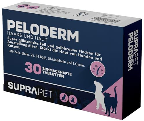 Suprapet Peloderm per Cane e Gatto 30 compresse a base di Biotina, Zinco, Vitamine B, Metionina e Cistina per il Benessere e la lucentezza del Pelo | Mangime Complementare