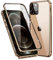 Hülle für Apple iPhone 12 Pro Hülle,Magnetische Adsorption Metallrahmen 360 Grad Full Body Handyhülle Vorne hinten Gehärtetes Glas Schutzhülle Einteiliges Ultra Dünn Flip Transparente Cover,Gold