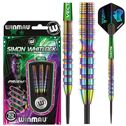 WINMAU Simon Whitlock Urban World Cup Edition 22 Gram Professionell Stålspets Volfram Dart Set med dartflygs och stjälkar