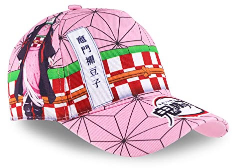 Roffatide Anime Dämonentöter Baseballmütze mit Kamado Tanjirou Kamado Nezuko bedruckt Verstellbare Vatermütze aus Baumwolle