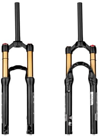 BOLANY 20/24 Zoll Fahrrad-Federungsluftgabel 28,6 mm (1-1/8 Zoll) * 220 mm Gewindelose Gerade-Gabelschaft 9 mm MTB-Vorderradgabel 100/135 mm Federweg