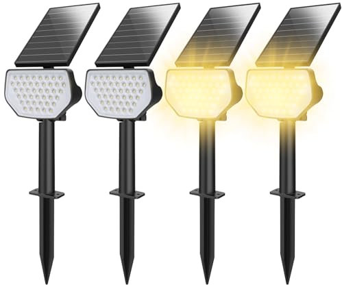 Lepro Solarlampen für Außen Garten, IP65 Solarleuchten mit Drehbaren Solar Panel, 2-in-1 Solar Strahler Außen mit 2 Beleuchtungsmodi, Solar Wegeleuchten für Gärten, Eingang, Garage, 4 Stück Warmweiß
