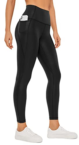 CRZ YOGA Women's Butterluxe Gym Leggings 25'' - High Waisted Workout Leggings with Pockets Buttery Soft Yoga Leggings Faux Leather Black 8
