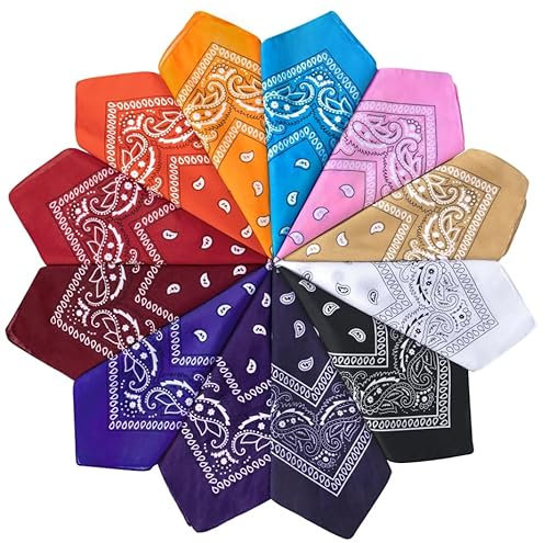 Chalier Cmfort Bandana Kopftuch Unisex, Halstuch für Damen Herren,Bandana kopftuch mit Mischfarben 10/12/14 Pack Armtuch,Haar,Pet Hals Vierecktuch