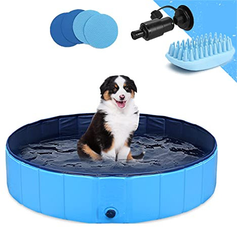 Piscina per cani pieghevole Piscina Lavandino per bambini Portatile Vasca da bagno per animali domestici Cane grande Gatto PVC (pennello da bagno bonus per animali domestici) S 80 * 20CM