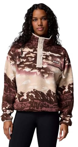 Columbia Helvetia II Printed Cropped Half Snap Vestes d'extérieur en Polaire, Tabac Sisters/Dark Stone, Small Femme