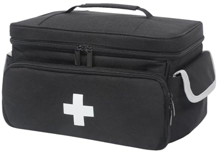 yztju Nurse Clinic Bag, Doctor's Bag, Waterproof Portable for Nurse Supplies, Empty Nurse Bag for Home, Portable Pill Bottle Storage Bag for, black, see description, See description