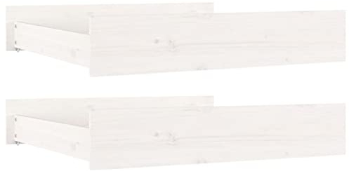 Tomostar Lot de 2 Tiroirs sous Lit à roulettes, Tiroir de Lit Rangement avec roulettes 2 pcs Blanc Bois de pin Massif