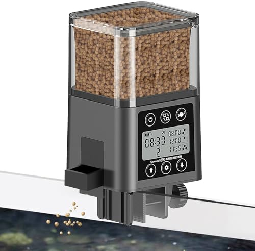 Vegena Automatic Fish Feeder, Auto Food Dispenser with Timer & Digital Display, Auto Fish Food Dispenser Battery Operated, 320 ml Adjustable Food Dispenser for Vacation Weekend Holiday