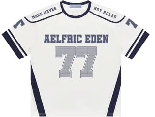 Aelfric Eden Maglietta oversize da uomo in 100% cotone, con grafica vintage, girocollo, a maniche corte, stile Y2K, streetwear, casual, per l'estate, bianco, XL