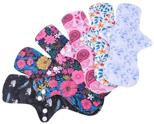 PACKOVE Toallas Sanitarias Reutilizables para Adultos Secas y Cómodas 6 Piezas Color Aleatorio Material Pul y Membrana Ideales para Viajar y Uso Diario