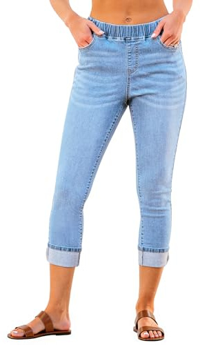 Vetinee Elastic Waist Jeans for Women High Waisted Jeans Women Blue Vibe Size Large Fits UK 16-18