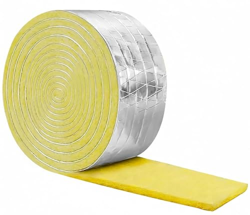 Isolante Termico per Tubi, 10 m - Isolante e Fonoassorbente in Fibra di Vetro, per Coibentazione e Isolamento dei Tubi Acqua Calda/Fredda, Protezione Antigelo per Interni ed Esterni(1 pc)