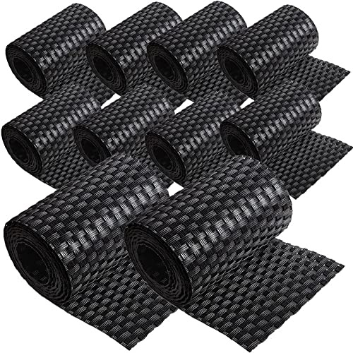 10 strisce frangivista in polyrattan per recinzione a doppia asta, rattan sintetico,19, 255 cm, colore nero