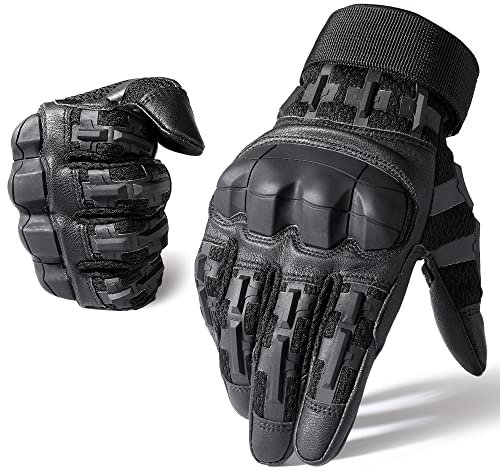 WTACTFUL Motorradhandschuhe Herren, atmungsaktiv Motorrad Handschuhe Herr Touchscreen mit Protektoren für Taktische Fahrrad einsatzhandschuhe Airsoft Paintball Schwarz M