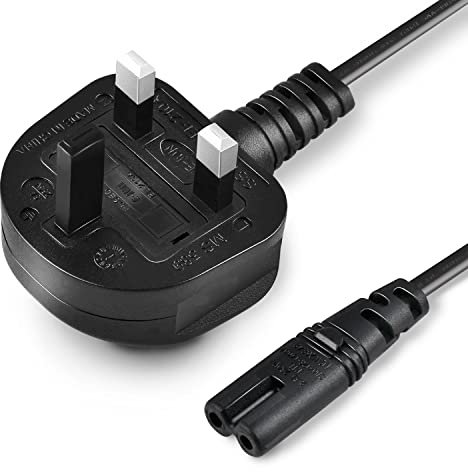 3M UK Figure 8 Power Lead BS1363 to IEC227 C7 2 PIN for TV,Printer,Monitor,Led,Camera Laptop Charger,Kettle Lead Power Cable for PS,Xbox,Samsung,Lg,Philips,Toshiba,Sony,Panasonic,Jvc,Canon,HP,Brother