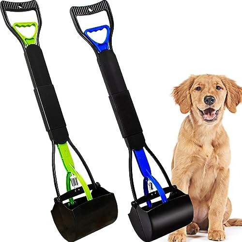 WOILIFE 2-Piece ofPooper Scooper for Large Small Dogs Heavy Duty, Long Handle Poop Scoop for Yard, Grass, Gravel, Dog Poop Grabber with High Strength Material and Durable Spring