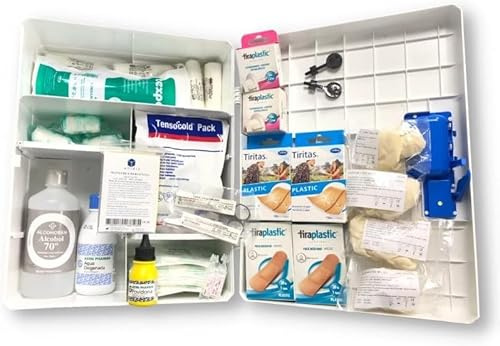 Botiquín de Primeros Auxilios ABD Compacto - Kit Integral Respuesta Inmediata en Emergencias, Excursiones, Viajes y Uso Doméstico - Equipado con Vendas, Toallitas... (Armario Grande)