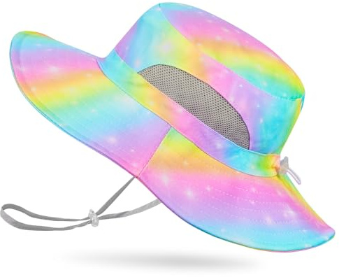 Kids Sun Hat for Girls Mesh Bucket Hat Toddler UV Protection Beach Hat Kids Foldable Fishing Hat for Girls 2-8 Years