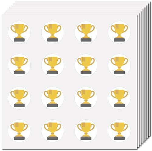 CREATCABIN 128 Pezzo Trofeo Adesivi Punto Cartone Animato Immagine Rotonda Etichette Adesive in Plastica Cerchio Etichette Autoadesive Marcatura Rimovibile Impermeabile Artigianato Fai da Te 2.5cm
