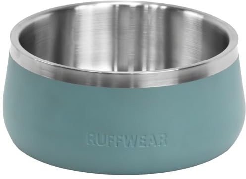 Ruffwear Basecamp - Ciotola per cani in acciaio inossidabile, leggera e portatile per dolcetti, cibo e acqua, antiscivolo e lavabile in lavastoviglie, contenitore anti-fuoriuscite, verde fiume roccia,