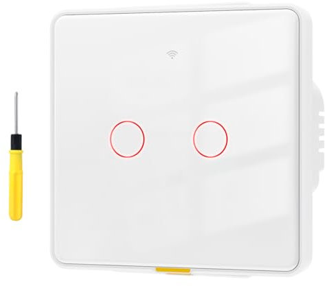 Acmerota Smart väggbrytare (ingen neutral, 2Gang), Alexa Touch Switch, fjärrstyrd pekbrytare kompatibel med Google Assistant Kräver Zigbee Gateway
