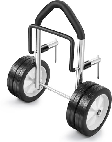 FEIMIRE Boat Dolly Canoe and Fishing Boat, Heavy-Duty Chrome-Plated Steel Boat Carrier Cart with Dual Wheels, Adjustable Clamp(Fit Transoms up to 3 Thickness) (Effortless Lever)