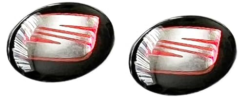 2 pegatinas de 14 mm de diámetro aptas para S-E..A T-Auto con logotipo de coche. Para llaves, mando a distancia, etc. Pegatinas con emblema (Epoxy negro – rojo, 14 mm, S E.A.t 2 unidades)