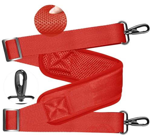 ZINZ Ultra Tjock axelrem,med fast pad 76 universal väskrem,med andningsbar kudde och dubbla balanserade justerbara spännen,för bärbar datorväska Messenger Bag Crossbody etc,Röd