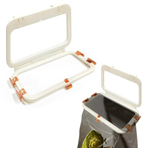 jinminamz Cubo de Basura Colgante Cocina, Cubo Basura Puerta Fregadero Soporte para Bolsas de Basura y Plástico, Portabolsas Cocina Apto para Armarios con Bordes de 2 cm