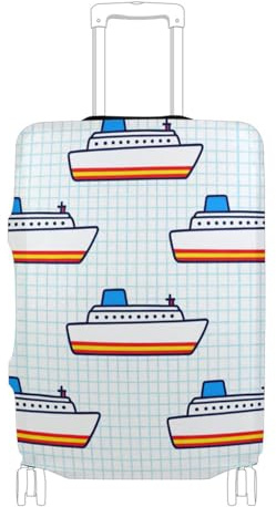 SyXIOP Copertura per bagagli in tessuto elastico con stampa di grandi navi, resistente ai graffi, adatta per valigie da viaggio, adatta per bagagli da 45-81 cm, Cartone animato Bianco Grande Nave, S