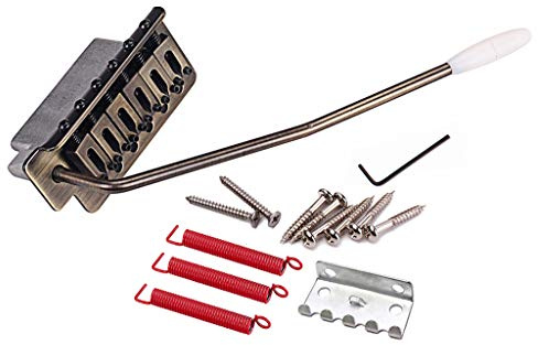 Alnicov Tooyful Copper bronze 6 String Flat Saddle Single Tremolo Bridge System for SQ ST Electric Guitar Parts Replacement