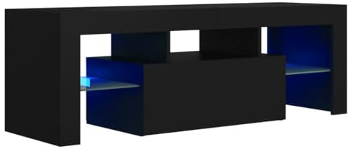 vidaXL Mueble para TV con Luces LED Soporte Armario Aparador Estante Salón Sala de Estar Decoración Entretenimiento Negro 120x35x40 cm