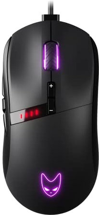 Oversteel - Invar USB Gaming Mouse, 12400 DPI Adjustable, 9 Programmable Buttons, 10 RGB Lighting Modes, Ultra Lightweight, Ergonomic Optical Sensor, PC/Mac, Black Color